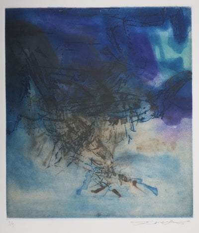 ZAO Wou-Ki : L'étang obscur, Gravure originale signée