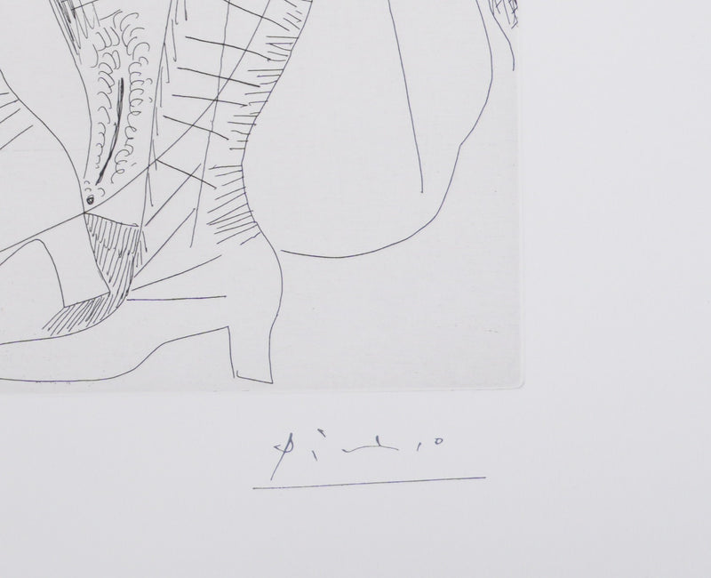 Pablo PICASSO : Les 156, Filles entre elles. La récréation en musique, Gravure originale signée