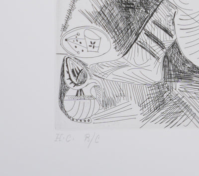 Pablo PICASSO : Les 156, Filles entre elles. La récréation en musique, Gravure originale signée