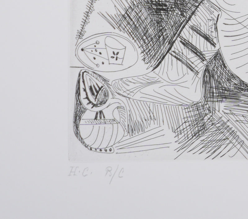 Pablo PICASSO : Les 156, Filles entre elles. La récréation en musique, Gravure originale signée