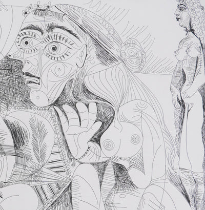 Pablo PICASSO : Les 156, Filles entre elles. La récréation en musique, Gravure originale signée