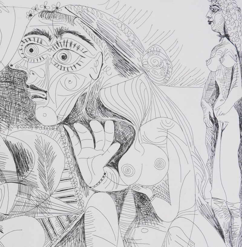 Pablo PICASSO : Les 156, Filles entre elles. La récréation en musique, Gravure originale signée