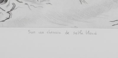 Camille COMBE : Sur un chemin de sable blond, Gravure originale signée