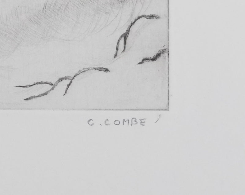 Camille COMBE : Sur un chemin de sable blond, Gravure originale signée