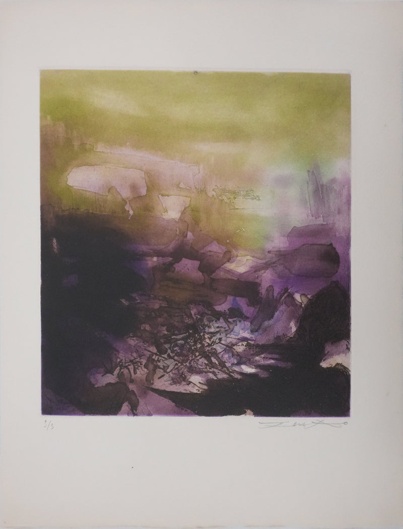 ZAO Wou-Ki : Tempête, Gravure originale signée