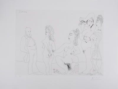 Pablo PICASSO : Les 156, Degas chez les filles. Première apparition de Degas, Gravure originale signée