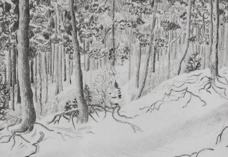 Camille COMBE : Sur un chemin de sable blond, Gravure originale signée