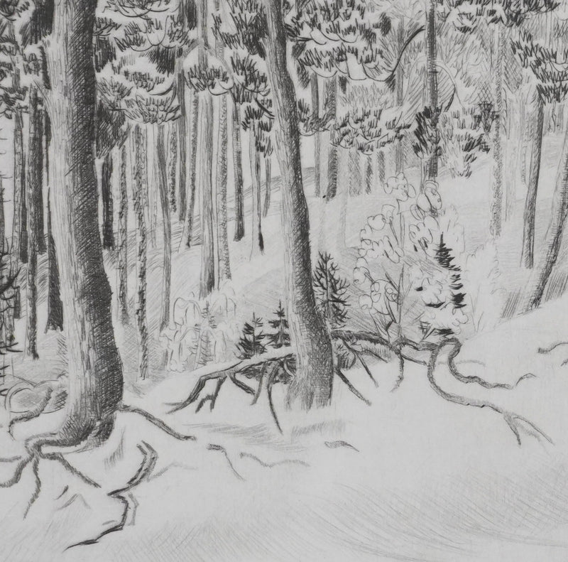 Camille COMBE : Sur un chemin de sable blond, Gravure originale signée