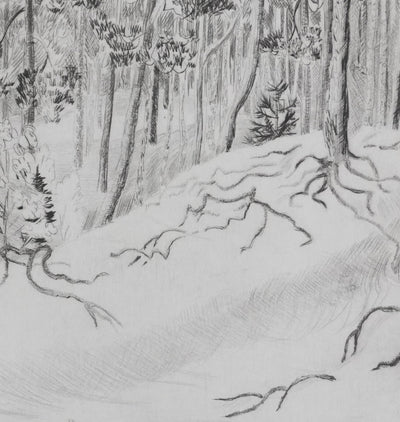 Camille COMBE : Sur un chemin de sable blond, Gravure originale signée