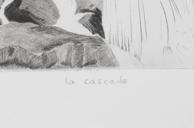 Camille COMBE : La cascade, Gravure originale signée