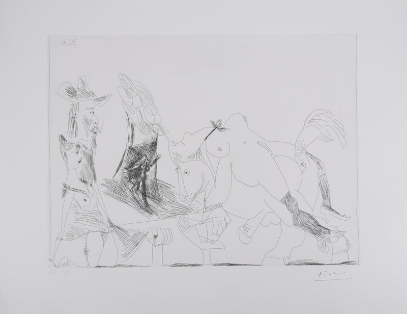 Pablo PICASSO : Les 156, Souvenirs. Espagne. Avec femme pâmée…, Gravure originale signée