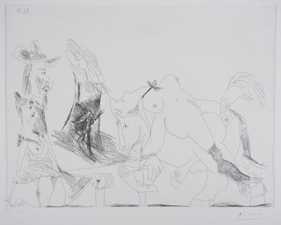 Pablo PICASSO : Les 156, Souvenirs. Espagne. Avec femme pâmée…, Gravure originale signée