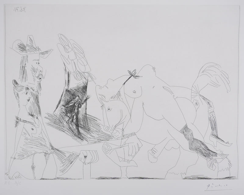 Pablo PICASSO : Les 156, Souvenirs. Espagne. Avec femme pâmée…, Gravure originale signée