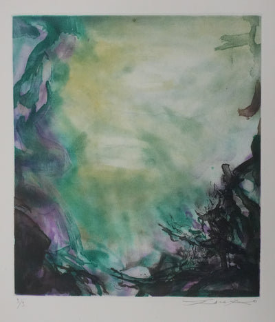 ZAO Wou-Ki : Au fond de l'étang, Gravure originale signée