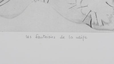 Camille COMBE : Les fantaisies de la neige, Gravure originale signée