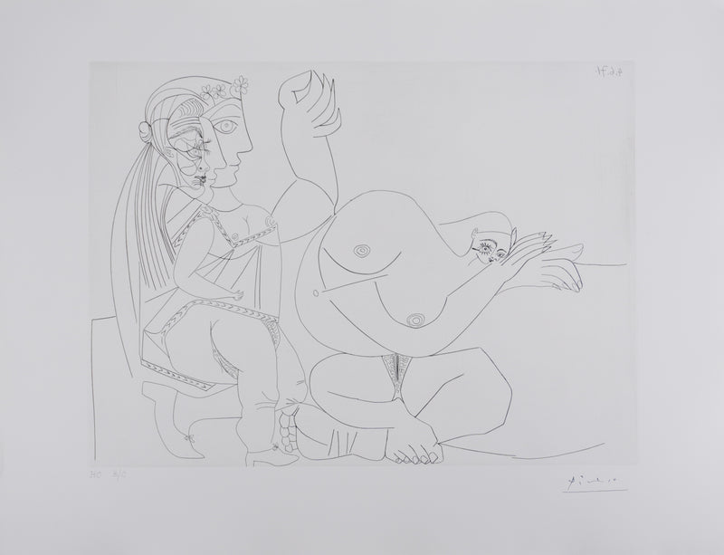 Pablo PICASSO : Les 156, Femme aux trois profils…, Gravure originale signée