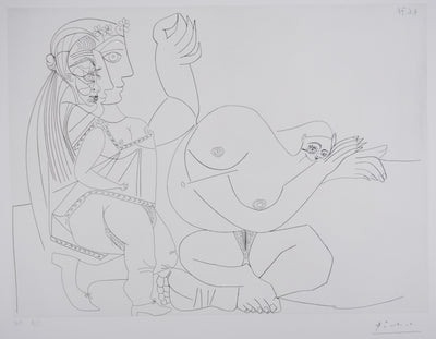 Pablo PICASSO : Les 156, Femme aux trois profils…, Gravure originale signée