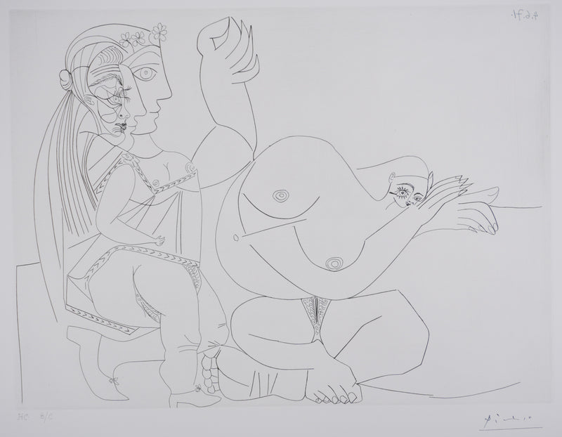 Pablo PICASSO : Les 156, Femme aux trois profils…, Gravure originale signée
