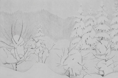Camille COMBE : Les fantaisies de la neige, Gravure originale signée