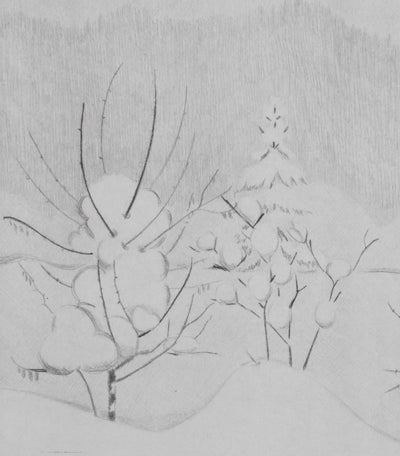 Camille COMBE : Les fantaisies de la neige, Gravure originale signée