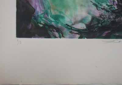 ZAO Wou-Ki : Au fond de l'étang, Gravure originale signée