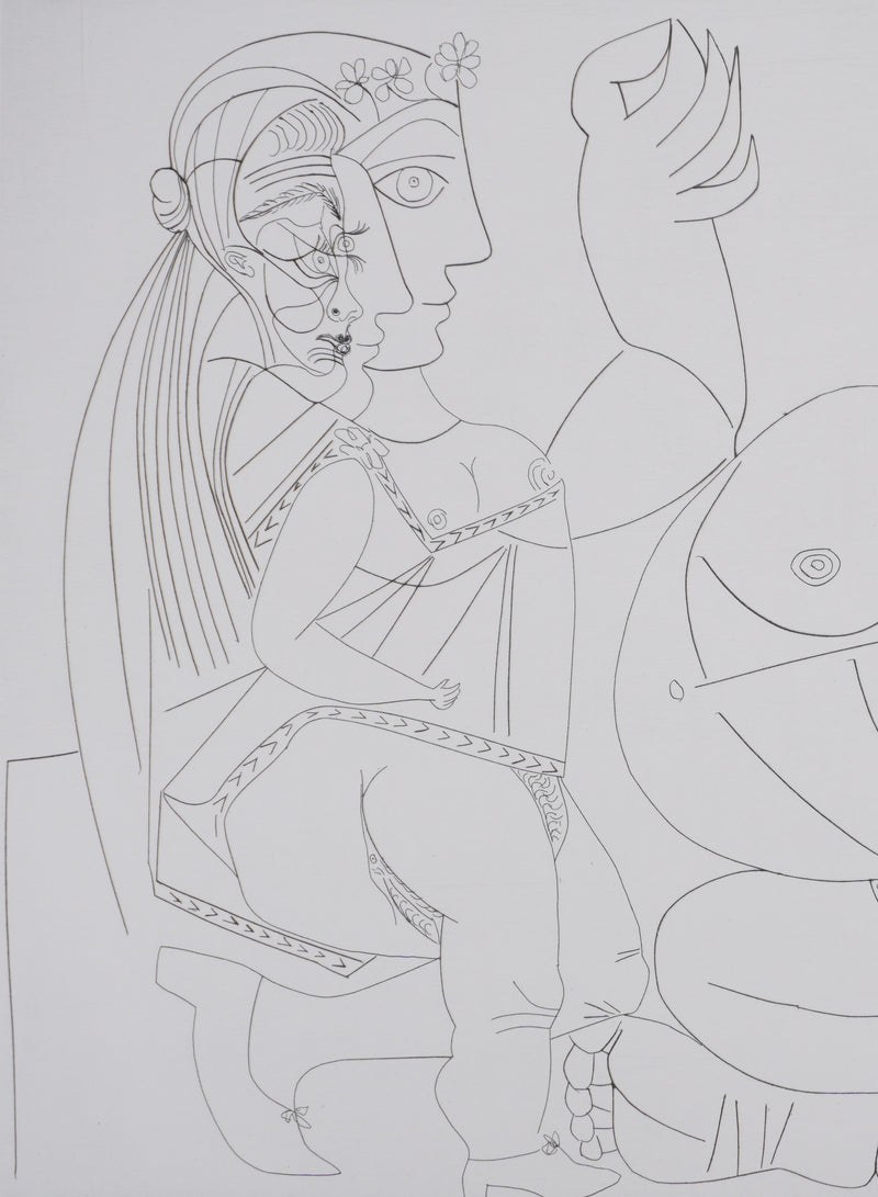 Pablo PICASSO : Les 156, Femme aux trois profils…, Gravure originale signée