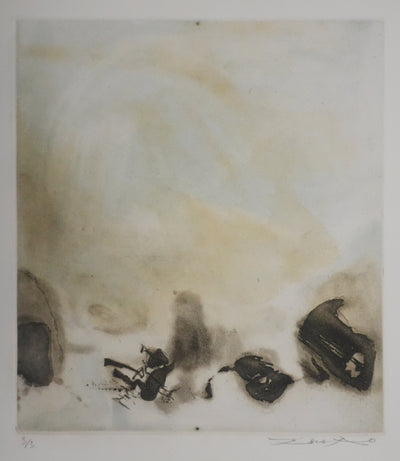 ZAO Wou-Ki : Au fond du lac, Gravure originale signée
