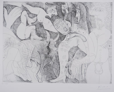 Pablo PICASSO : Les 156, Le Temps passe. Amazone au coutelas…, Gravure originale signée