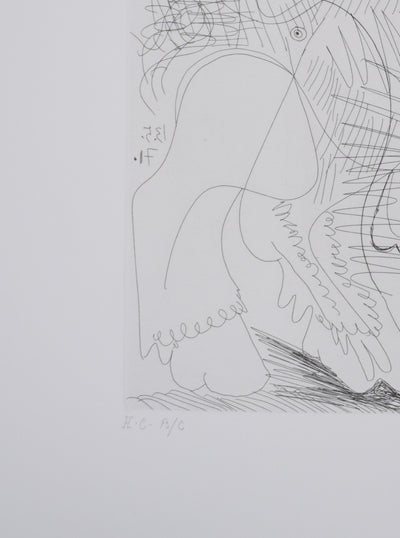 Pablo PICASSO : Les 156, Le Temps passe. Amazone au coutelas…, Gravure originale signée