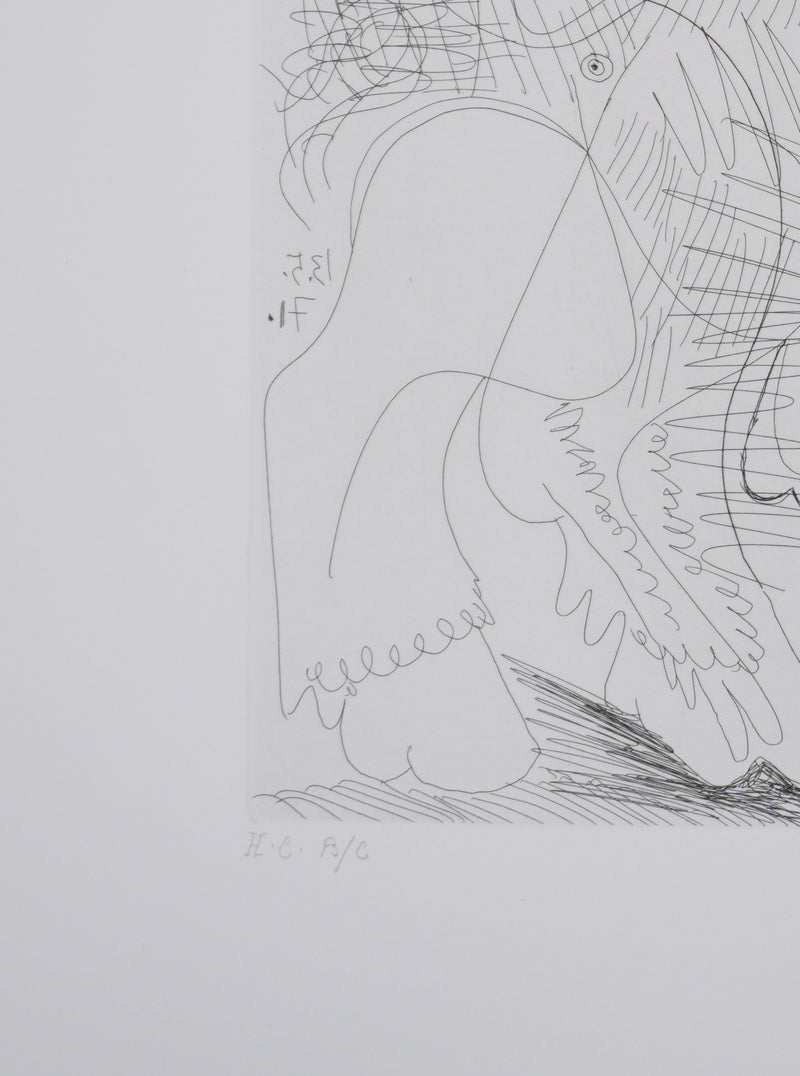 Pablo PICASSO : Les 156, Le Temps passe. Amazone au coutelas…, Gravure originale signée
