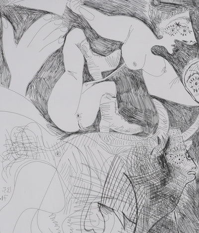 Pablo PICASSO : Les 156, Le Temps passe. Amazone au coutelas…, Gravure originale signée