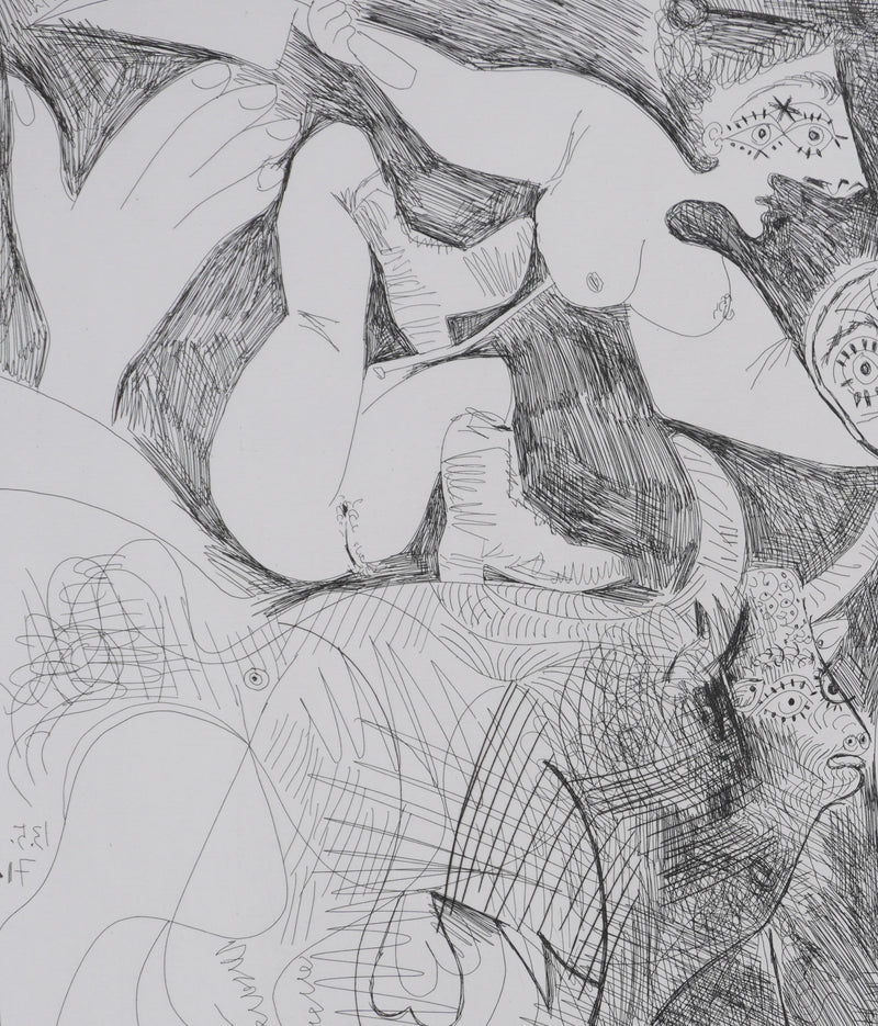 Pablo PICASSO : Les 156, Le Temps passe. Amazone au coutelas…, Gravure originale signée
