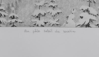 Camille COMBE : Au pâle soleil du matin, Gravure originale signée