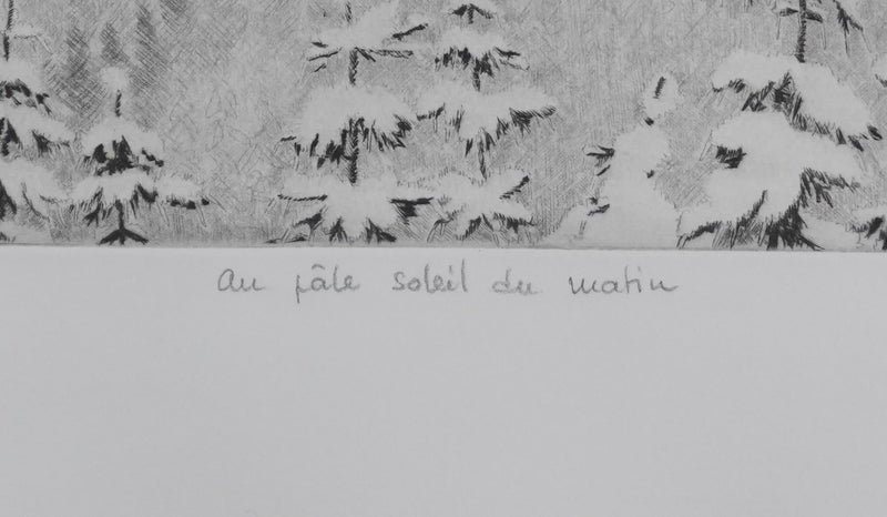 Camille COMBE : Au pâle soleil du matin, Gravure originale signée