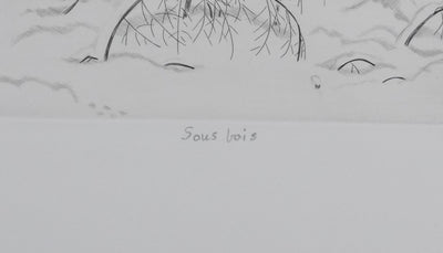 Camille COMBE : Sous bois, Gravure originale signée