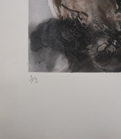 ZAO Wou-Ki : Au fond de l'eau, Gravure originale signée