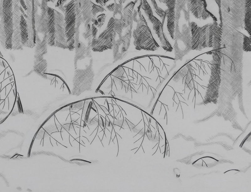 Camille COMBE : Sous bois, Gravure originale signée