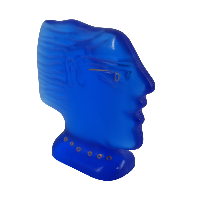 Alekos FASSIANOS : Kallisti bleu, Sculpture en pate de cristal signée
