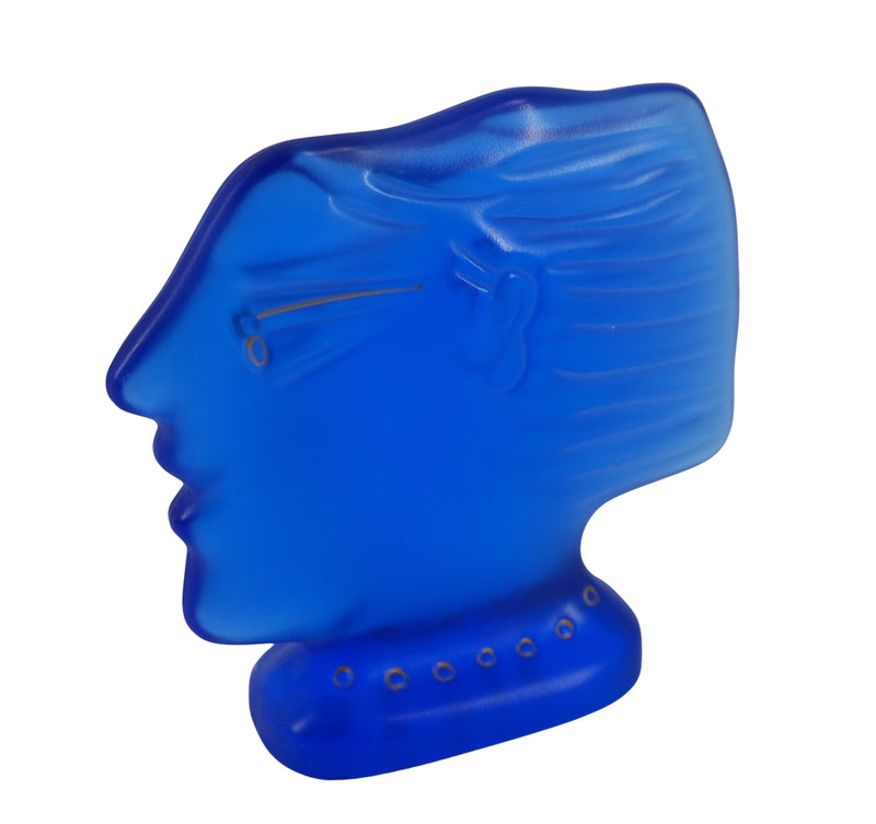 Alekos FASSIANOS : Kallisti bleu, Sculpture en pate de cristal signée