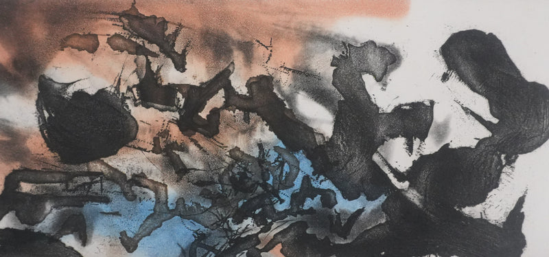 ZAO Wou-Ki : Obscurité du lac, Gravure originale signée