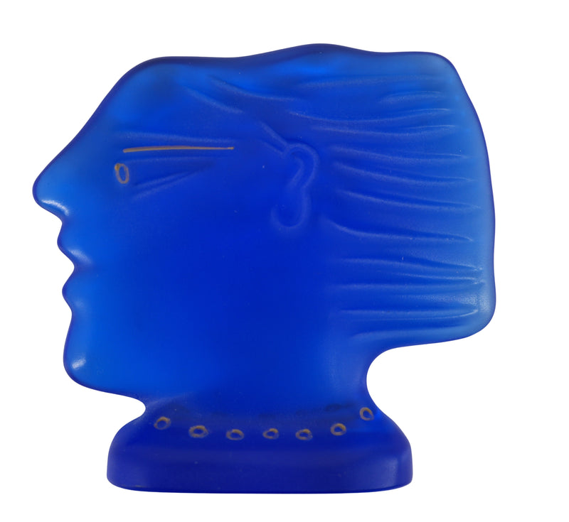 Alekos FASSIANOS : Kallisti bleu, Sculpture en pate de cristal signée