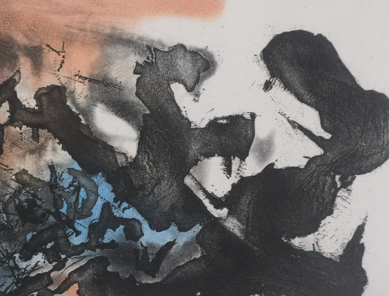 ZAO Wou-Ki : Obscurité du lac, Gravure originale signée