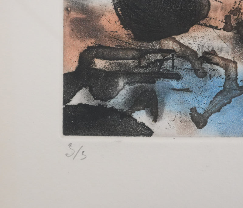 ZAO Wou-Ki : Obscurité du lac, Gravure originale signée