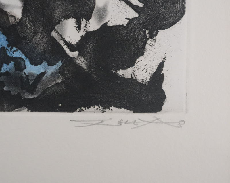 ZAO Wou-Ki : Obscurité du lac, Gravure originale signée