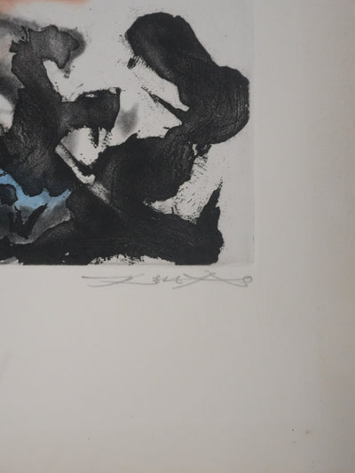 ZAO Wou-Ki : Obscurité du lac, Gravure originale signée