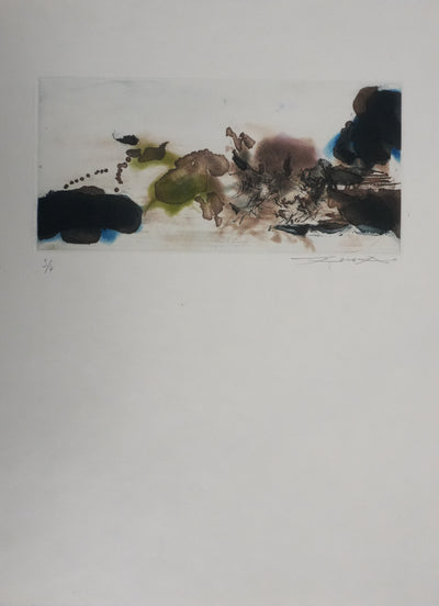 ZAO Wou-Ki : L'étang mouvementé (Japon), Gravure originale signée