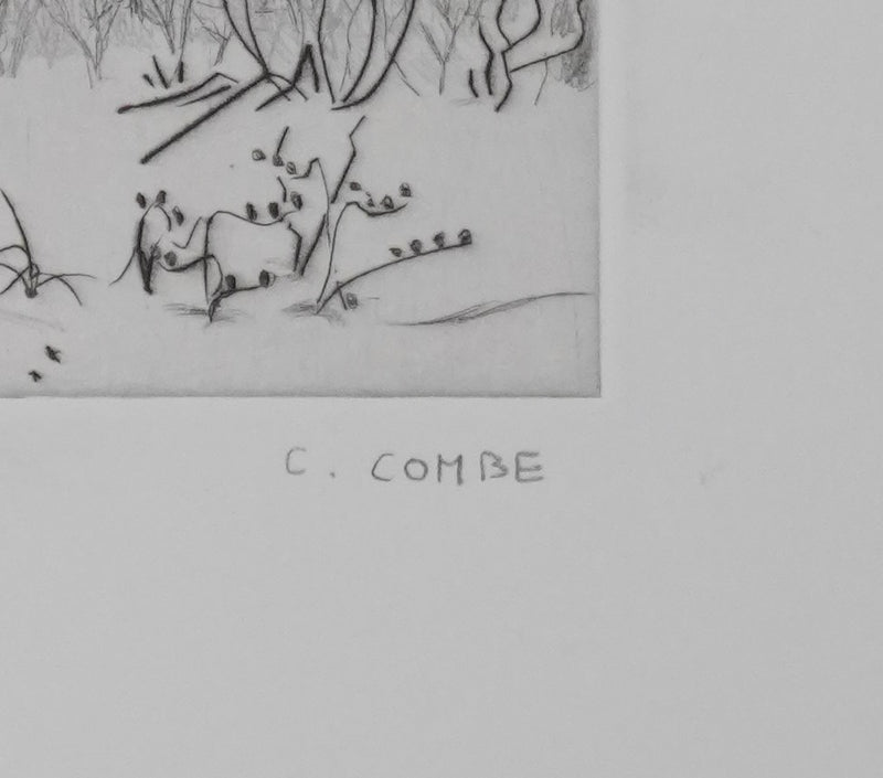 Camille COMBE : Au petit matin, Gravure originale signée