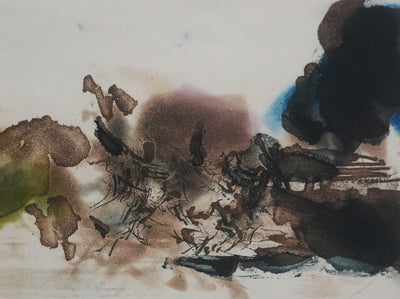 ZAO Wou-Ki : L'étang mouvementé (Japon), Gravure originale signée