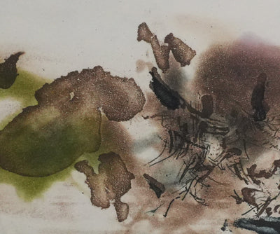 ZAO Wou-Ki : L'étang mouvementé (Japon), Gravure originale signée