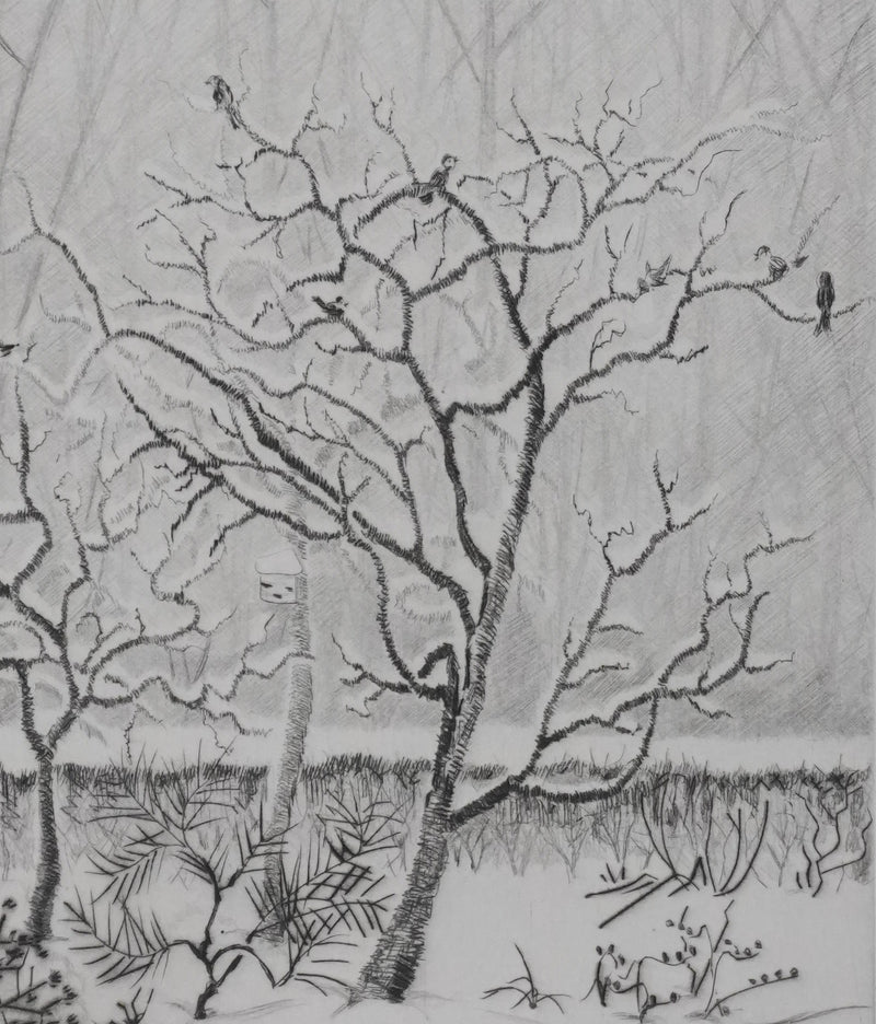 Camille COMBE : Au petit matin, Gravure originale signée